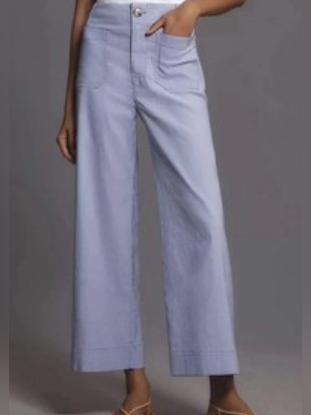 Anthropologie Maeve The Colette High Rise Wide Leg Linen Pants 32 Lavender
